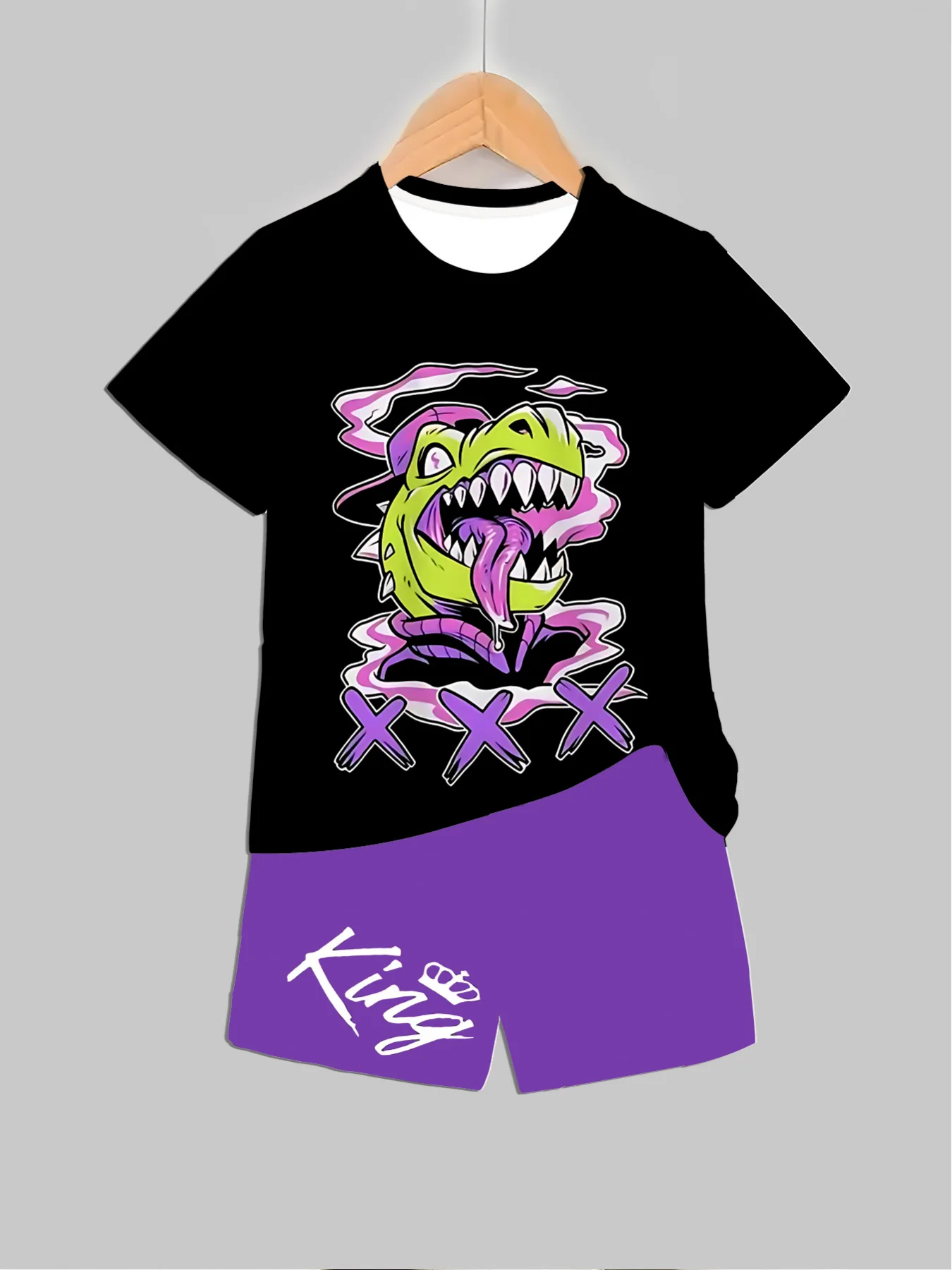 Summer Clothing Baby Girl - Neue Dinosaurier-bedruckte Outfits, Tops + Shorts,